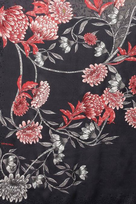 Buy_Satya Paul_Grey Silk, Crepe Crystals Nimbus Snow Embellished Saree With Running Blouse 