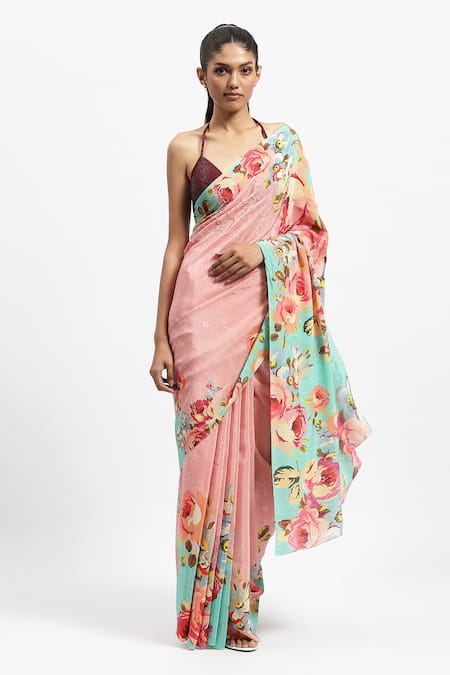 Satya Paul Sky Is The Limit Embellished Saree With Running Blouse 