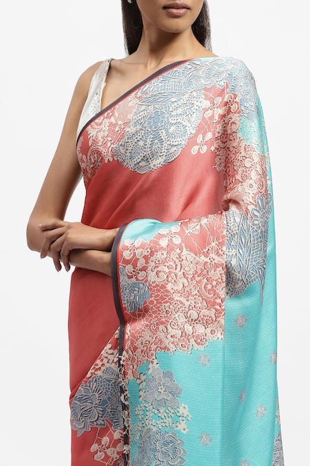 Shop_Satya Paul_Pink Silk Satin Miss Congeniality Embellished Saree With Running Blouse _Online_at_Aza_Fashions