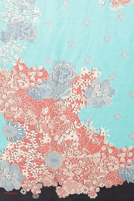 Satya Paul_Pink Silk Satin Miss Congeniality Embellished Saree With Running Blouse _at_Aza_Fashions