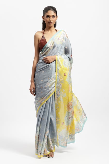 Satya Paul Breeze Printed Saree With Running Blouse 