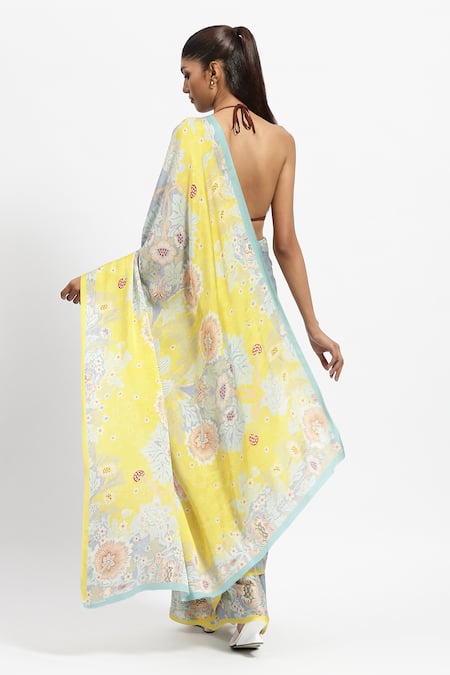 Satya Paul Breeze Printed Saree With Running Blouse 