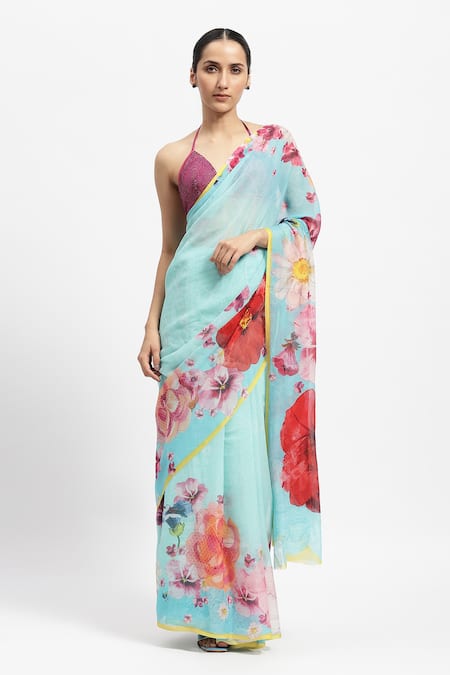 Satya Paul A Boon in June Printed Saree With Running Blouse Piece 