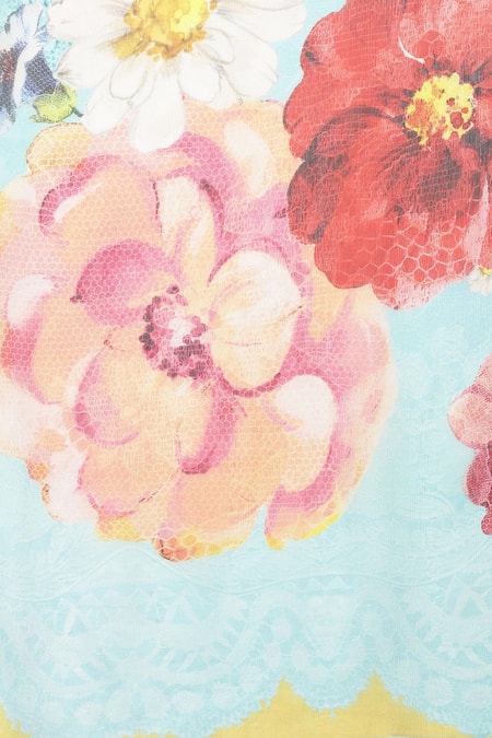 Satya Paul_Green Silk, Chiffon A Boon In June Printed Saree With Running Blouse Piece _at_Aza_Fashions