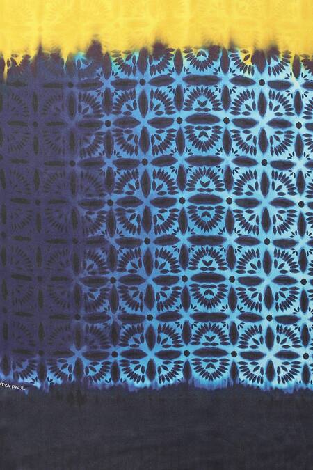 Buy_Satya Paul_Blue Silk Satin Baby Genius Printed Saree With Running Blouse Piece 