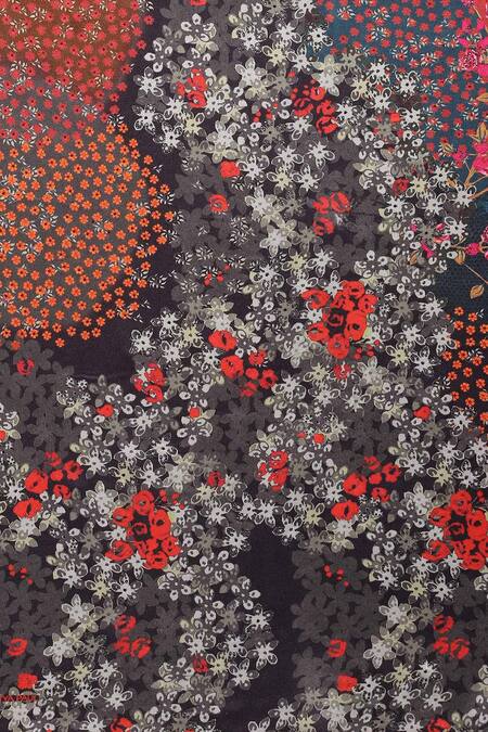 Buy Satya Paul Red Silk Satin Stones Dahlia Dreams Printed Saree With Running Blouse Piece Buy_Satya Paul_Red Silk Satin Stones Dahlia Dreams Printed Saree With Running Blouse Piece