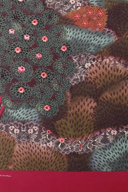 Satya Paul_Multi Color Silk, Crepe Messenger Floral Print Saree With Running Blouse Piece _at_Aza_Fashions