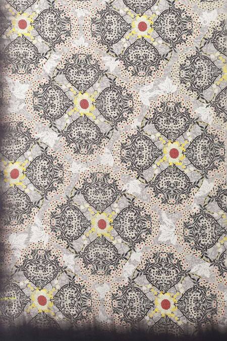 Satya Paul Yellow Silk Satin Floral Border Print Saree With Running Blouse at Aza Fashions Satya Paul_Yellow Silk Satin Floral Border Print Saree With Running Blouse _at_Aza_Fashions