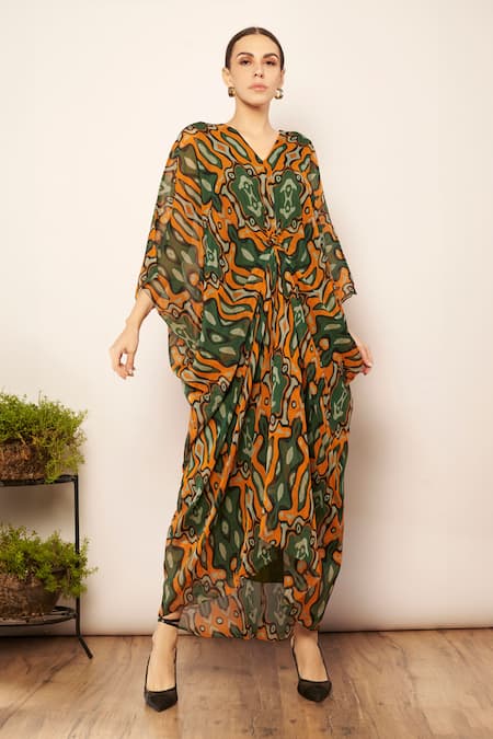 Babita Malkani Splash Dream Print Knotted Kaftan 