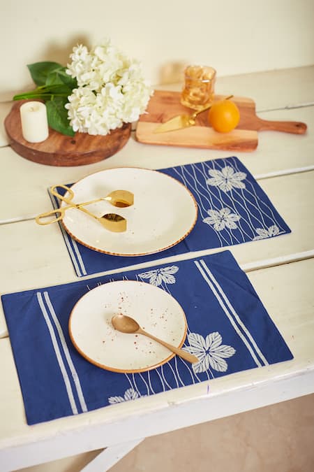 Inheritance India Floral Blossom Print 4 Pcs Table Mats 