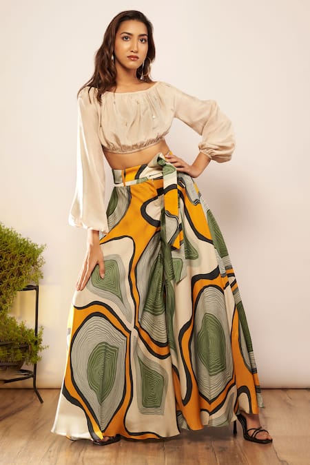 Babita Malkani Ivory Silk Embroidery Off-shoulder Off Top 