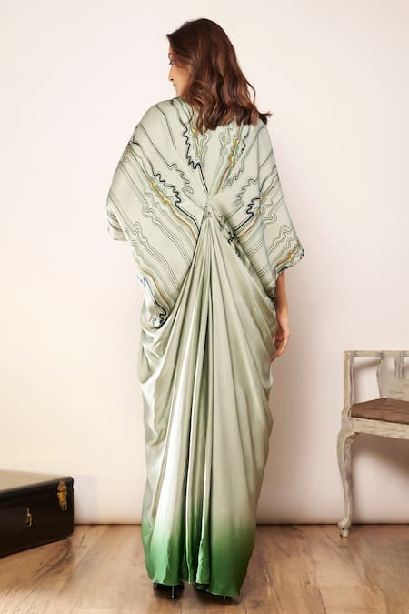 Babita Malkani Satin Printed Kaftan Dress 