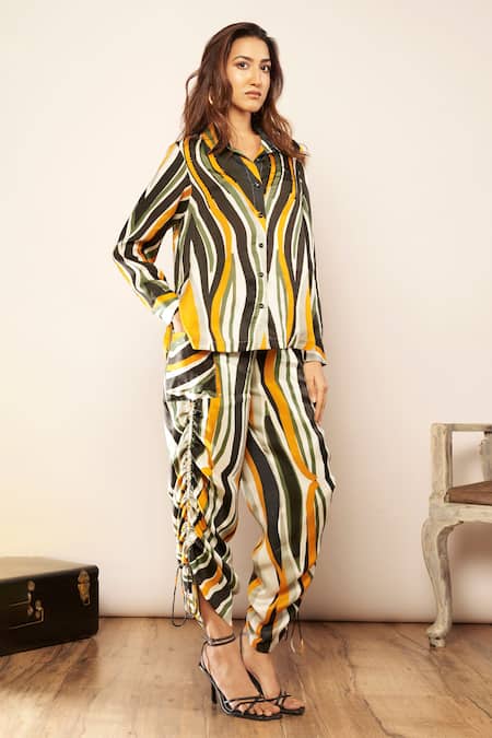 Babita Malkani Abstract Print Drawstring Pant 