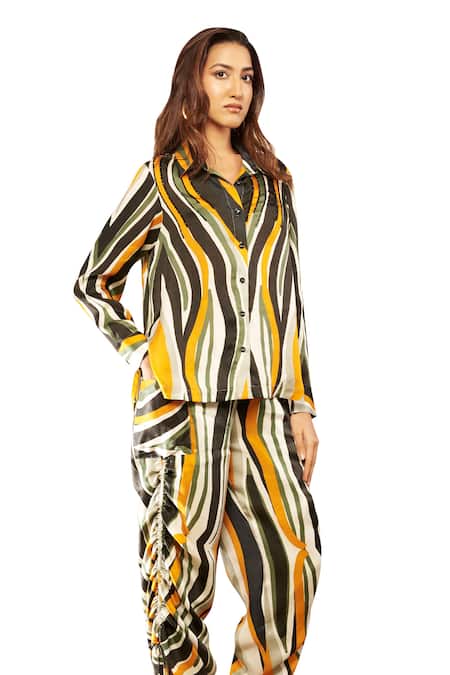 Buy_Babita Malkani_Black Satin Abstract Print Drawstring Pant _Online_at_Aza_Fashions