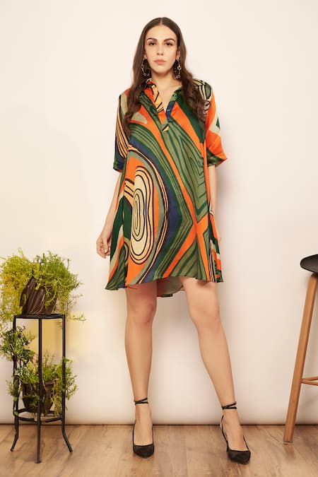 Babita Malkani Abstract Print Shirt Dress 
