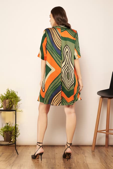 Babita Malkani Abstract Print Shirt Dress 