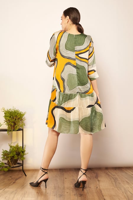 Babita Malkani Leaf Print Dress 