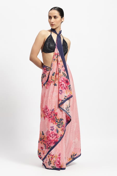 Satya Paul Rosette Printed Saree With Running Blouse Piece 