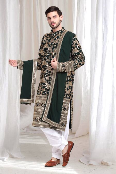 Buy_Aham-Vayam_Green Cotton Lace, Sequins Kashish Cluster Embellished Kurta Patiala Set 