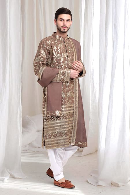 Buy_Aham-Vayam_Beige Cotton Sequins, Lace Kashish Embellished Kurta Patiala Set 