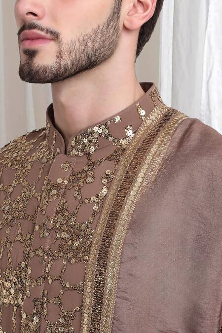Shop Aham-Vayam Beige Cotton Sequins, Lace Kashish Embellished Kurta Patiala Set Shop_Aham-Vayam_Beige Cotton Sequins, Lace Kashish Embellished Kurta Patiala Set