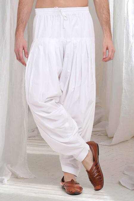 Aham-Vayam White Cotton Sequins, Embroidery Floral Vine Kurta Patiala Set Online at Aza Fashions Aham-Vayam_White Cotton Sequins, Embroidery Floral Vine Kurta Patiala Set_Online_at_Aza_Fashions