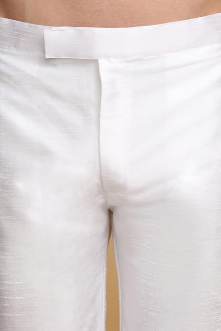 Aham-Vayam_Ivory Cotton, Silk Embroidery Nakkashkaari Jacket Pant Set _Online_at_Aza_Fashions