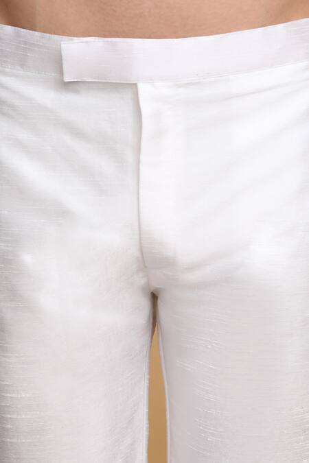 Aham-Vayam_Ivory Cotton, Silk Sequins Kohima Honeycomb Pattern Jacket Pant Set _Online_at_Aza_Fashions