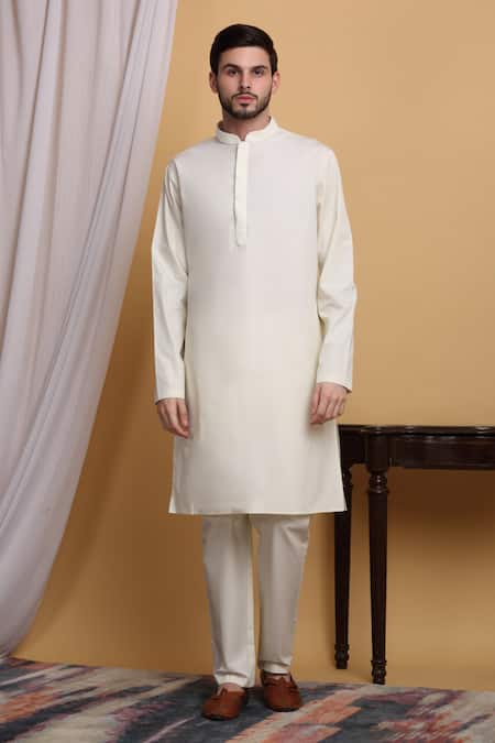 Buy_Aham-Vayam_Off White Cotton, Silk Embroidery Diyam Jacket Pant Set _Online_at_Aza_Fashions