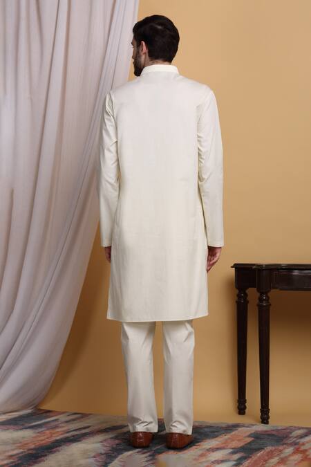 Aham-Vayam_Off White Cotton, Silk Embroidery Diyam Jacket Pant Set _at_Aza_Fashions