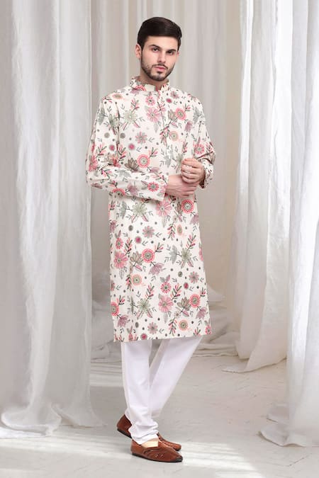 Aham-Vayam Pushp Cotton Kurta With Churidaar 