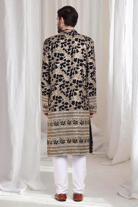 Shop Aham-Vayam Black Cotton Sequins Kashish Embroidered Kurta And Patiala Set at Aza Fashions Shop_Aham-Vayam_Black Cotton Sequins Kashish Embroidered Kurta And Patiala Set _at_Aza_Fashions