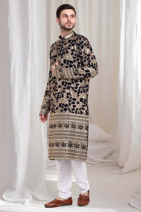 Buy Aham-Vayam Black Cotton Sequins Kashish Embroidered Kurta And Patiala Set Online at Aza Fashions Buy_Aham-Vayam_Black Cotton Sequins Kashish Embroidered Kurta And Patiala Set _Online_at_Aza_Fashions