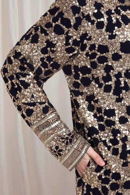 Shop Aham-Vayam Black Cotton Sequins Kashish Embroidered Kurta And Patiala Set Online at Aza Fashions Shop_Aham-Vayam_Black Cotton Sequins Kashish Embroidered Kurta And Patiala Set _Online_at_Aza_Fashions