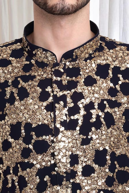 Aham-Vayam Black Cotton Sequins Kashish Embroidered Kurta And Patiala Set at Aza Fashions Aham-Vayam_Black Cotton Sequins Kashish Embroidered Kurta And Patiala Set _at_Aza_Fashions