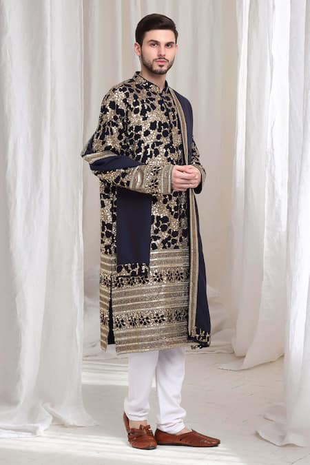 Shop Aham-Vayam Black Cotton Sequins Kashish Embroidered Kurta And Patiala Set Shop_Aham-Vayam_Black Cotton Sequins Kashish Embroidered Kurta And Patiala Set