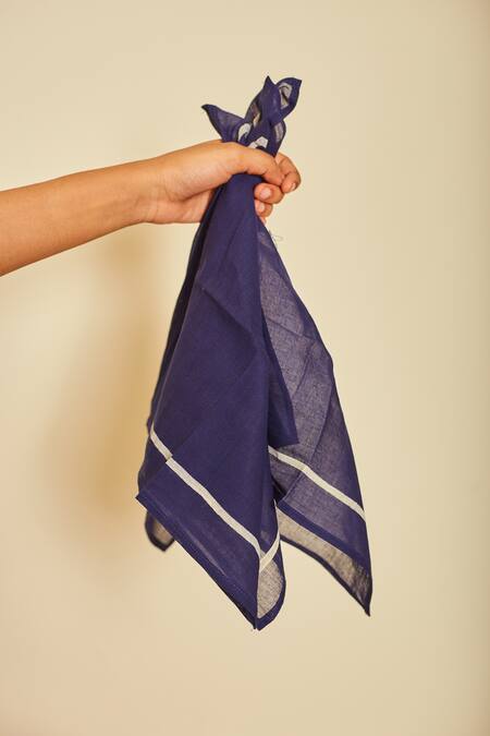 Shop Inheritance India Blue 100% Cotton Abstract, Polka Dots, Dragon Block Print Table Mat And Napkin Set Shop_Inheritance India_Blue 100% Cotton Abstract, Polka Dots, Dragon Block Print Table Mat And Napkin Set