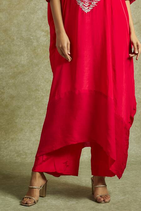 Buy Wazir C Pink Organza, Crepe Embroidery Split V-neck Gul Kaftan With Pant Online at Aza Fashions Buy_Wazir C_Pink Organza, Crepe Embroidery Split V-neck Gul Kaftan With Pant _Online_at_Aza_Fashions