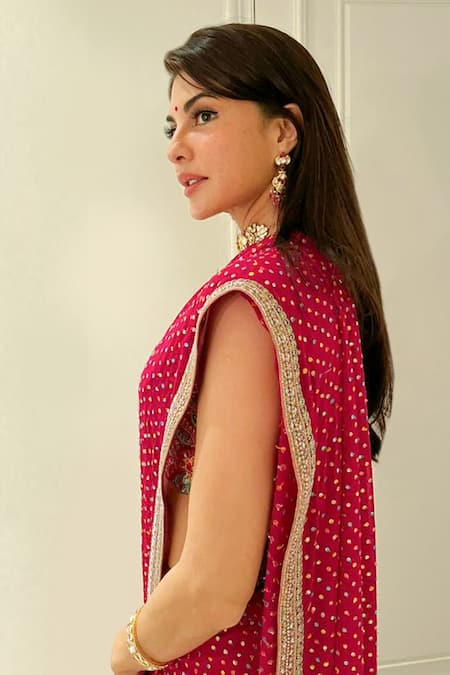 Buy_Mrunalini Rao_Pink Georgette Sequins, Zari, Embroidery Mythili Saree 