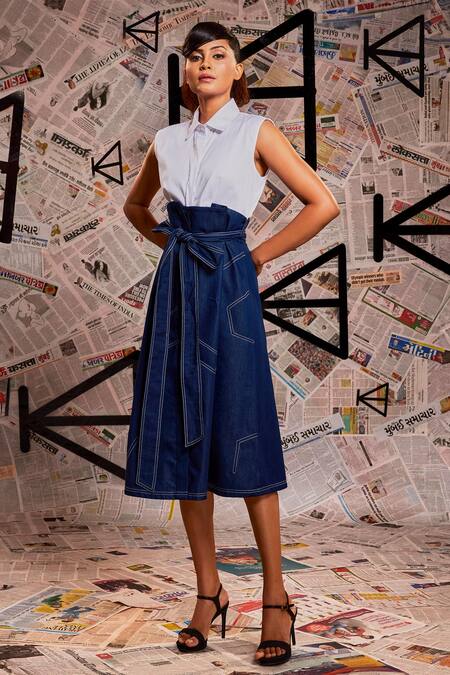 Buy Echke Blue Denim Collared Midi Dress Online at Aza Fashions Buy_Echke_Blue Denim Collared Midi Dress _Online_at_Aza_Fashions