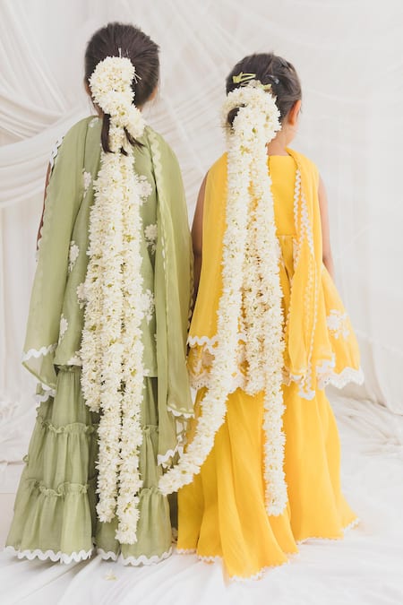 Buy Chotibuti Green Chanderi Embroidery, Lace Floral Kurta Sharara Set Online at Aza Fashions Buy_Chotibuti_Green Chanderi Embroidery, Lace Floral Kurta Sharara Set _Online_at_Aza_Fashions