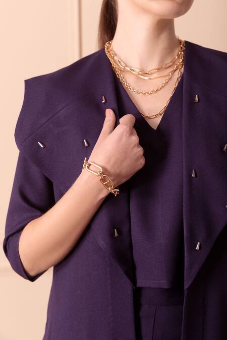 Buy_Orcr_Blue Moss Crepe Hand Embroidered Crystal Beads Jacket Exaggerated Trouser Set _Online_at_Aza_Fashions