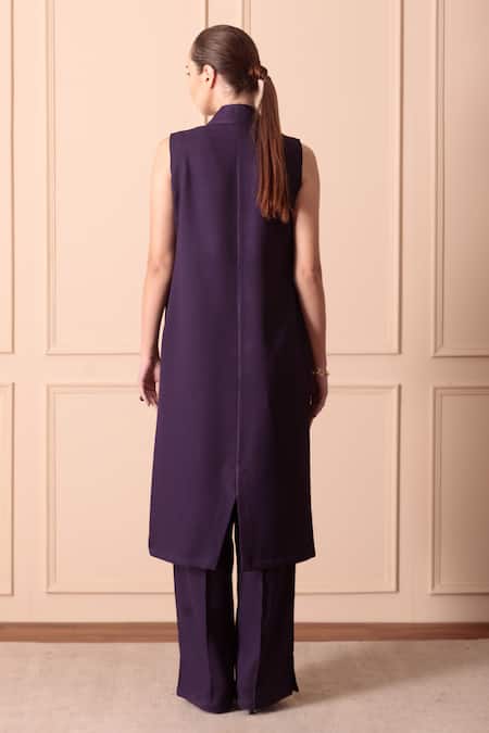 Orcr Crystal Beads Embroidered Jacket Trouser Set 