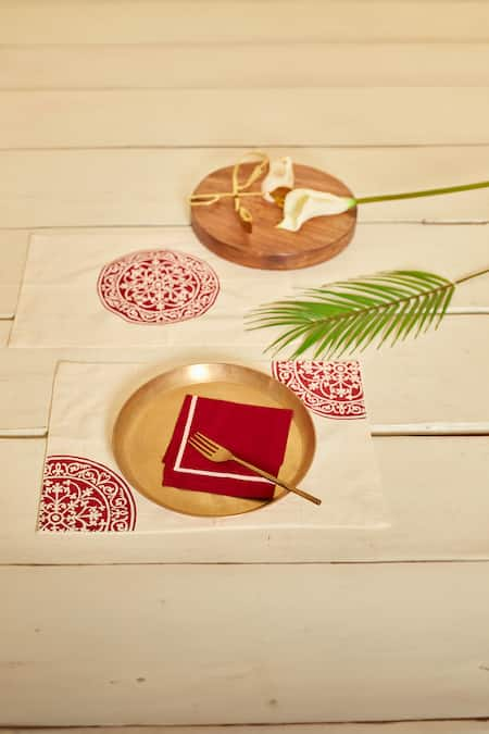 Inheritance India Cotton Block Printed 4 Pcs Table Mats 