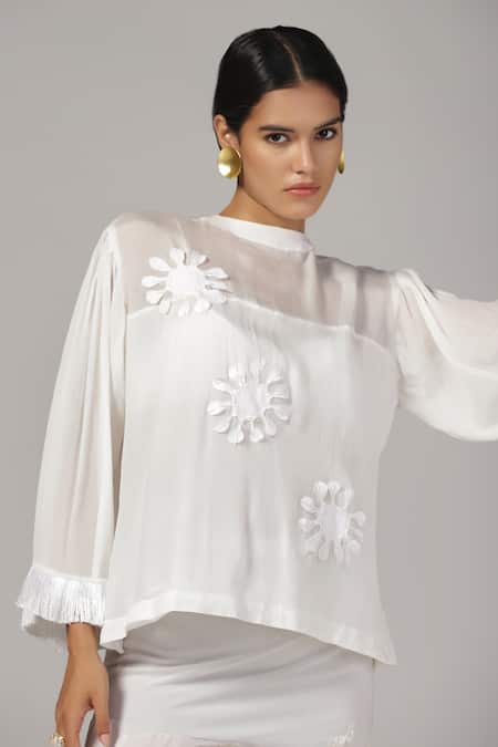 Rina Dhaka Floral Applique Work Skirt With Top 