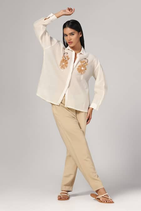 Rina Dhaka Floral Embroidered Shirt 