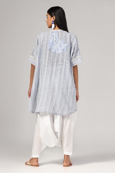 Rina Dhaka Check Woven Linen Tunic With Salwar 