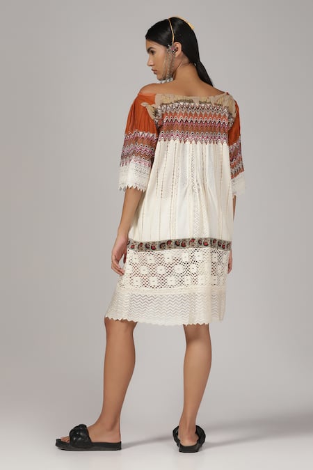 Rina Dhaka Geometric Pattern Lace Dress 