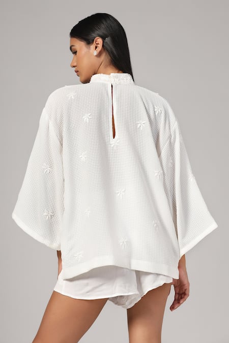 Rina Dhaka Floral Embroidered Boxy Top 