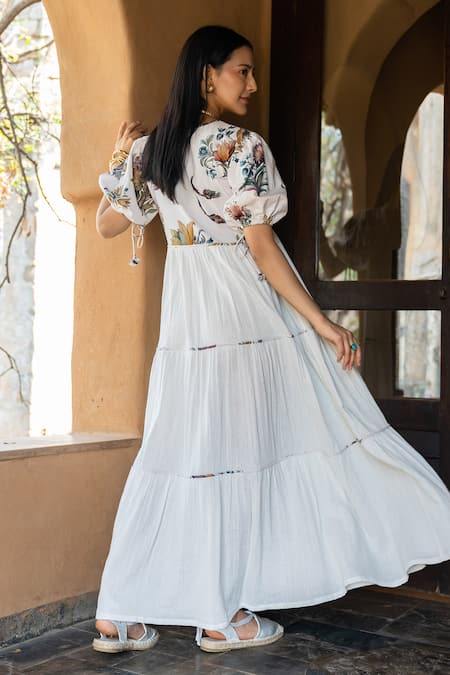 Raiman Floral Print Tiered Dress 